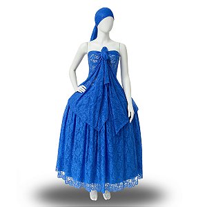 Conjunto de Renda 3 Peças Azul Escuro - Umbanda e Candomblé