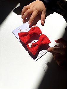 Par de Laço Teresa - Vermelho