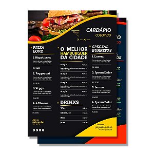 CARDÁPIOS  - RECICLATO 250G - 30X42CM 4x4- 100 UNI