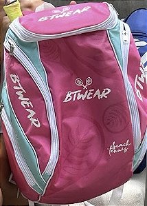Mochila para beach tennis rosa com verde