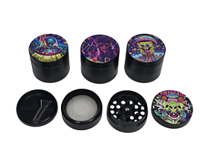 Triturador de metal 4 partes atacado com pá de extração diversas estampas