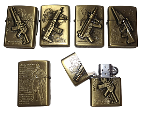 Isqueiro de metal Vintage estilo Zippo atacado Coleção Guns 3