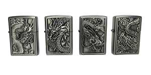 Isqueiro de metal recarregável Atacado Coleção Dragão Silver
