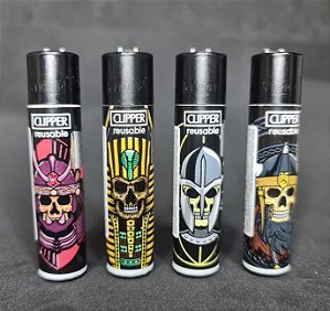 Isqueiro Clipper atacado coleção nova Ancient Skulls com 24 unidades