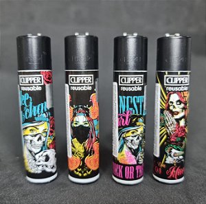 Isqueiro Clipper atacado coleção nova She Skull com 24 unidades