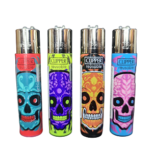 Isqueiro Clipper atacado coleção nova Caveira com 12 unidades