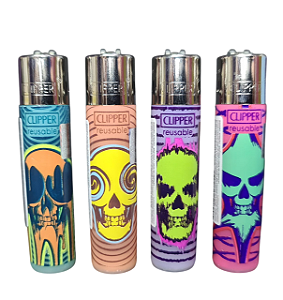 Isqueiro Clipper atacado coleção nova NAtural Skulls com 24 unidades