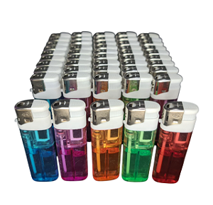 Caixa isqueiro automático descartável com 50 transparente