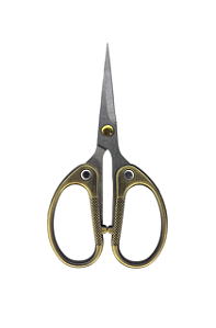 Tesoura de aço com dedal grande dourada