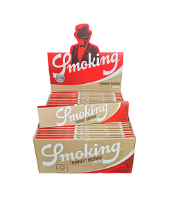 Caixa Seda Smoking Thinnest Brown King Size Original Atacado