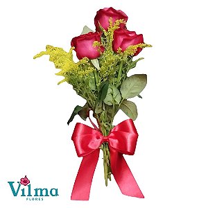 Buque 3 Rosas Cor Vermelha