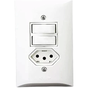 Interruptor Duplo com Tomada 20A Placa 4x2