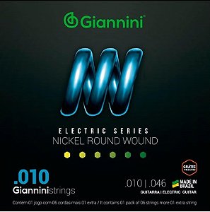 Encordoamento para guitarra Gianinni 0.10 Niquel Round Wound