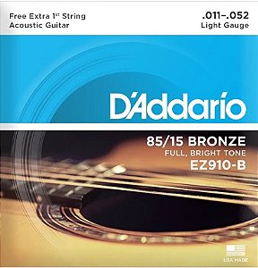 Encordoamento para Violão Bronze Daddario 0.11  Médium Light