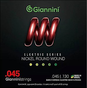 Encordoamento para Baixo 5 Cordas Giannini Bass 045/130