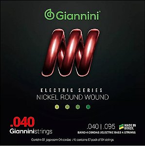 Encordoamento para Baixo Giannini Electric Geebrl Nickel 4 cordas .040