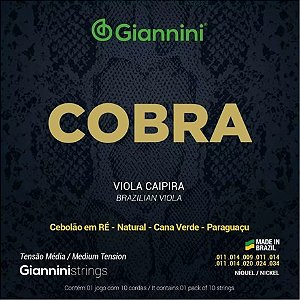 Encordoamento para Viola Caipira - Cana Verde - Paraguaçu - Cebolão em RÉ