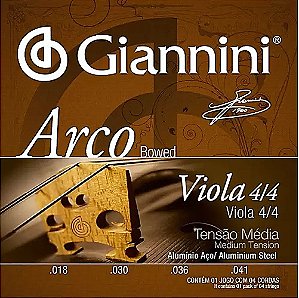 Encordoamento Viola De Arco 4/4 Giannini Tensão Média GEAVOA