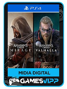 Pacote Assassin’s Creed Mirage e Assassin's Creed Valhalla-Ps4 Midia digital