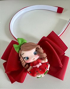 Presilha Laço infantil com aplique de biscuit