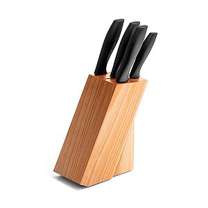 Conjunto 5 Facas com Suporte Madeira Personalizado