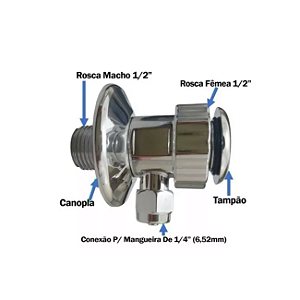 Adaptador ABS Múltipla Função Cromado – Rosca Fêmea e Macho 1/2" com Engate Rápido 1/4"