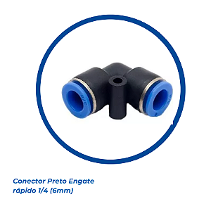 Conector Preto com Engate Rápido 1/4" (6 mm)