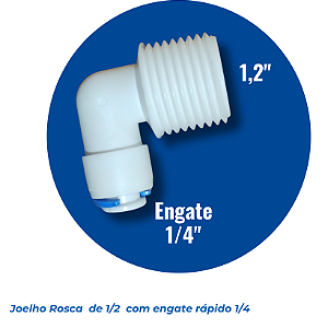 Conector Joelho Rosca Macho 1/2" com Engate Rápido 1/4"