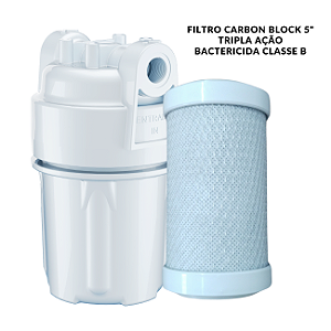 Filtro 5" Carbon Block Tripla Ação – Refil com Alta Eficiência
