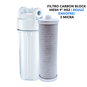 Filtro Carbon Block Mesh 9'' Redução de enxofre - 3 Micra