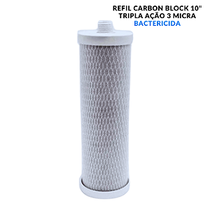 Refil Carbon Block 10" Tripla Ação Bactericida