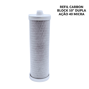 Refil Carbon Block 10" Dupla Ação 40 Micra