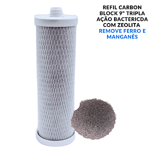 Refil Carbon Block 10" com Zeólita Remove Ferro e Manganês