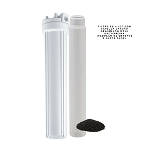 Filtro Slim 20" Cápsula Carvão Granulado Mesh reduz oleosidade e enxofre