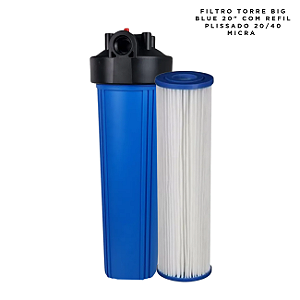 Filtro BIG blue 20" com refil plissado 20/40 micra