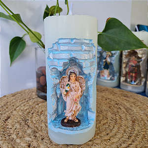Vela Branca Gruta Anjo Gabriel M 16 cm