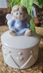 Porta Joias Redondo Anjo Porcelana