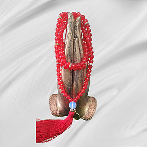 Japamala 108 Contas de Pedra Natural Jade Vermelha Hooponopono
