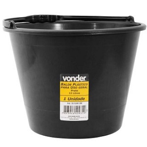 Balde plástico p/ concreto preto Vonder 12L