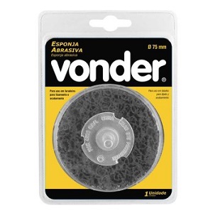 Disco de esponja abrasiva c/ haste Vonder 75mm