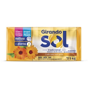 Sabão em barra tradicional c/5 pcs Girando Sol 200gr
