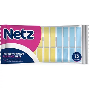 Prendedor de roupas plástico Netz c/ 12 und