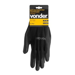 Luva de poliester PU Preta Vonder Tam. 8