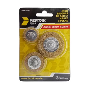 Kit escova aço c/ haste 3 pcs Fertak Ref. 2790