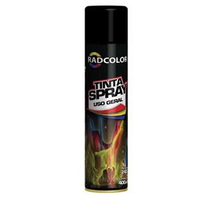 Tinta spray preto brilhante Radcolor 400ml