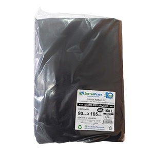 Saco plástico p/ lixo preto c/ 10 pcs Sustenplast 150L
