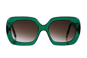 Angie cristal verde com hastes tartaruga e lentes clássicas