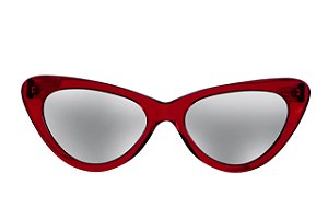Selena cristal vermelho com lentes em metal prata