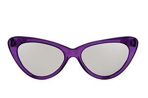 Selena cristal violeta com lentes em metal prata