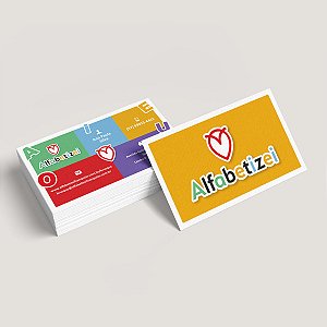 2000 Cartões de Visitas Alfabetizei 90x50mm Papel 300g 4x4 Laminação Fosca